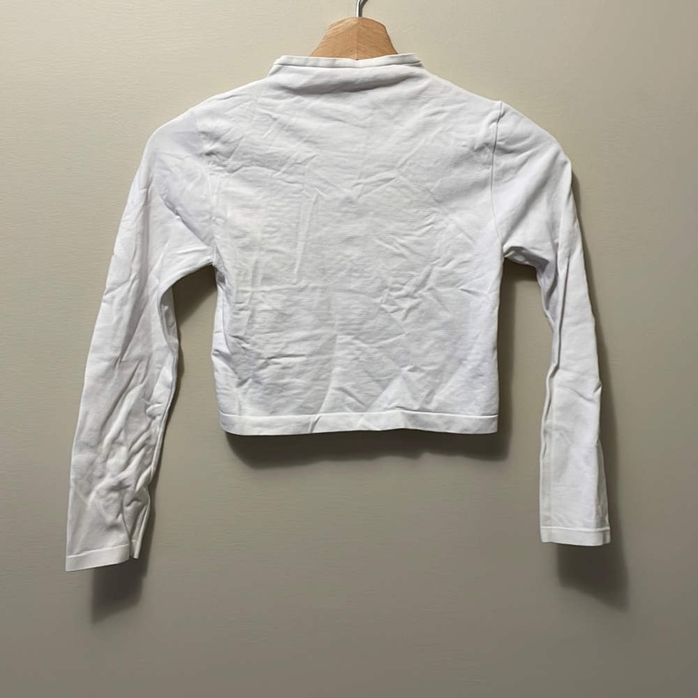 BEBE Long Sleeve Crop Top with Cutout Back